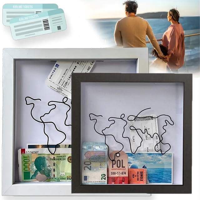 Adventure Archive Box Ticket Shadow Box with SlotMemory Boxes for Keepsakes  Ticket Holder with World Map and Plane Design - AliExpress